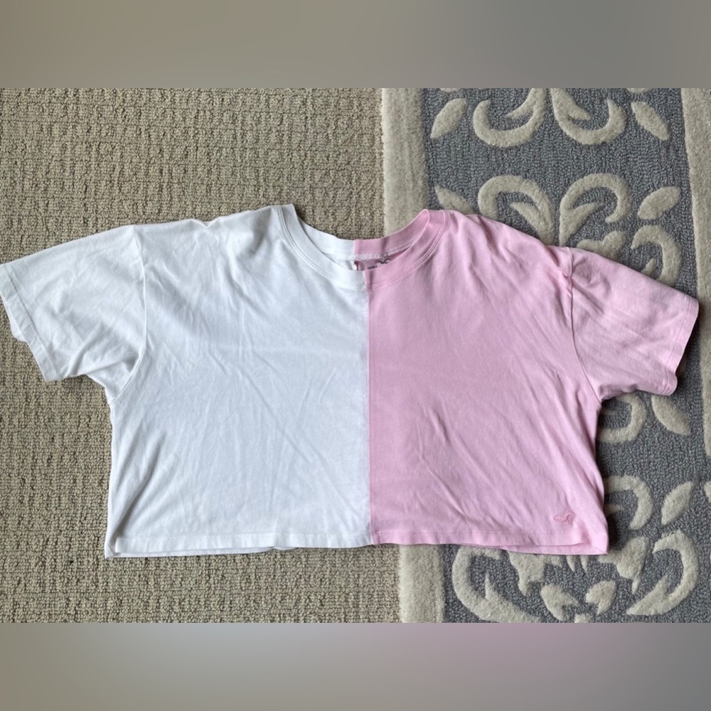 Hollister white and pink shirt